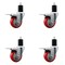 Service Caster 3.5'' Red Poly Swivel 1-3/4'' Expanding Stem Caster Set Total Lock Brake, 4PK SCC-EXTTL20S3514-PPUB-RED-134-4 - alternate 1